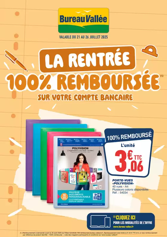 Catalogue Bureau Vallée à Colombes | 100% REMBOURSÉ SUR VOTRE COMPTE BANCAIRE | 2025-07-21T00:00:00.000Z - 2025-07-26T00:00:00.000Z