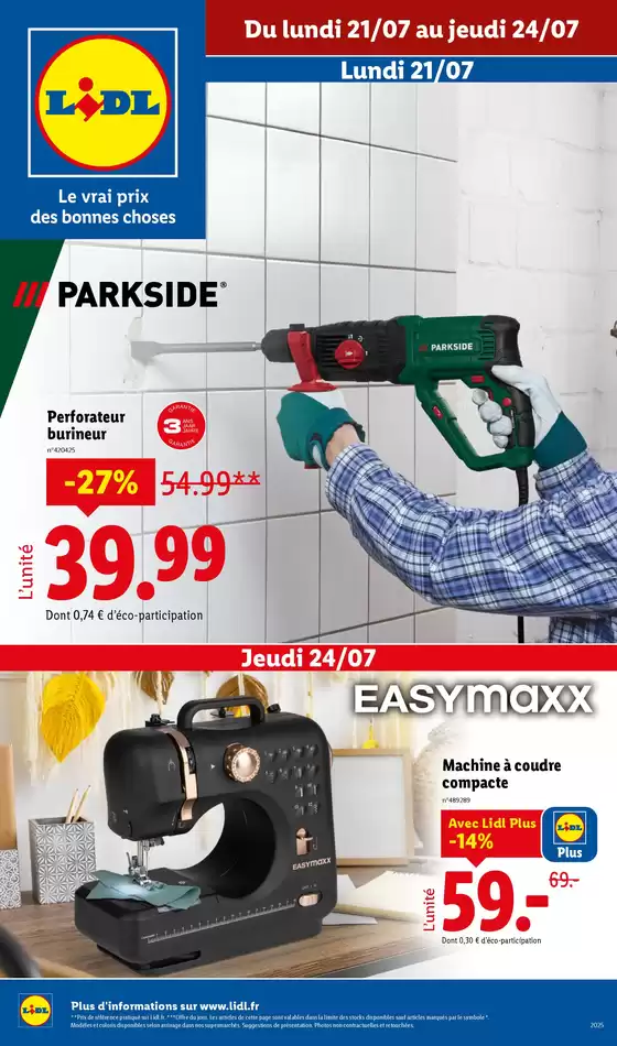 Catalogue Lidl à Bussang | Bricolage, jardinage, jouets et vêtements pour enfants… et bien plus encore chez Lidl ! | 2025-07-21T00:00:00.000Z - 2025-07-24T00:00:00.000Z