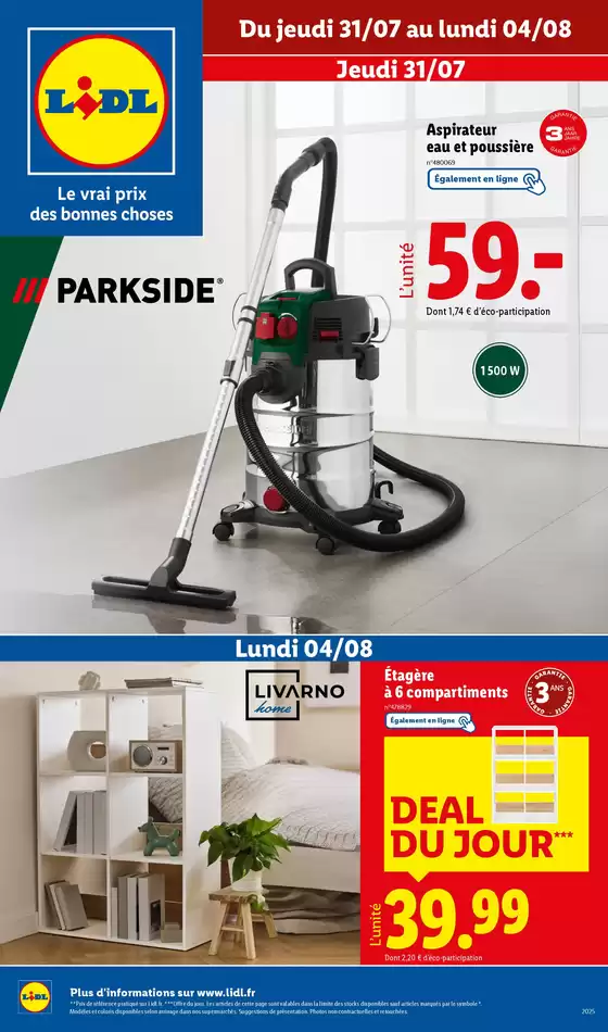 Catalogue Lidl à Salernes | Bricolage, mode et ameublement, ne manquez pas cette nouvelle vente Lidl ! | 2025-07-31T00:00:00.000Z - 2025-08-04T00:00:00.000Z