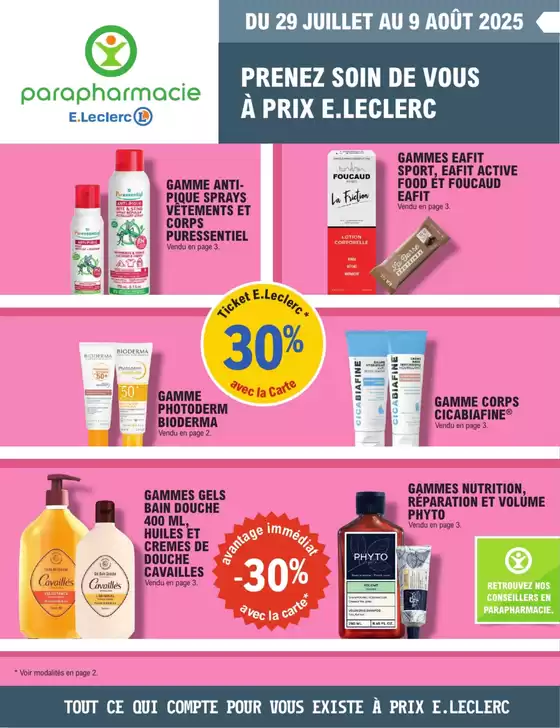 Catalogue E.Leclerc Parapharmacie à Issy-les-Moulineaux | Prospectus Eté | 2025-07-29T00:00:00.000Z - 2025-08-09T00:00:00.000Z