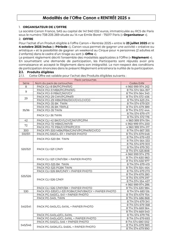 Une activité spectacle offerte avec Canon