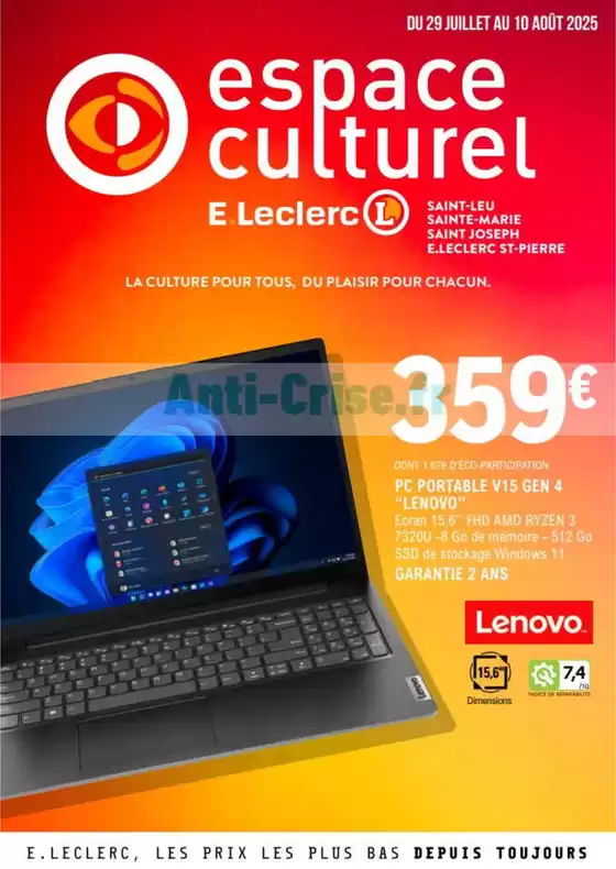 Catalogue E.Leclerc Espace Culturel à Noisy-le-Grand | LA CULTURE POUR TOUS, DU PLAISIR POUR CHACUN. | 2025-07-29T00:00:00.000Z - 2025-08-10T00:00:00.000Z