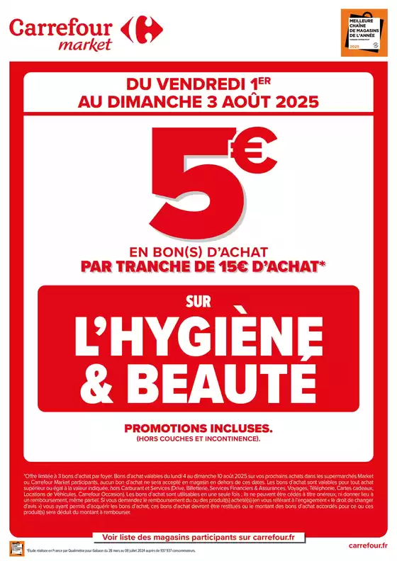 Catalogue Carrefour Market à Évreux | OPÉRATION BON D’ACHAT SUR HYGIÈNE BEAUTÉ | 2025-08-01T00:00:00.000Z - 2025-08-03T00:00:00.000Z