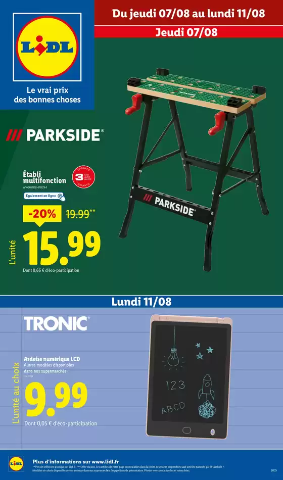 Catalogue Lidl à Chambéry | Profitez de fournitures scolaires, jeux, accesoires, et équipements de sport ! | 2025-08-07T00:00:00.000Z - 2025-08-11T00:00:00.000Z