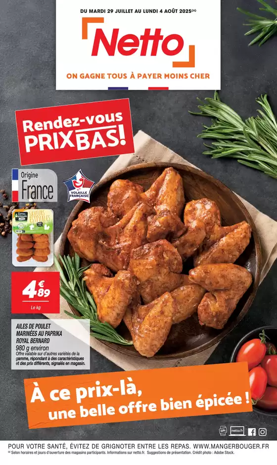 Catalogue Netto à Lezennes | Rendez-vous PRIX BAS ! | 2025-08-01T00:00:00.000Z - 2025-08-04T00:00:00.000Z