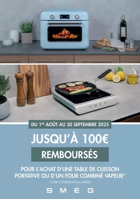 JUSQU’À 100€ REMBOURSÉS POUR L’ACHAT D’UNE TABLE DE CUISSON PORTATIVE OU D’UN FOUR COMBINÉ VAPEUR