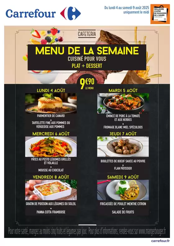 MENU CAFÉTÉRIA