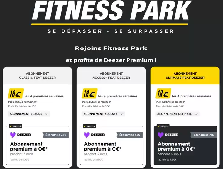 Catalogue Fitness Park à Sallanches | Jusqu’à 6 mois de musique offerts | 2025-08-05T00:00:00.000Z - 2025-09-30T00:00:00.000Z