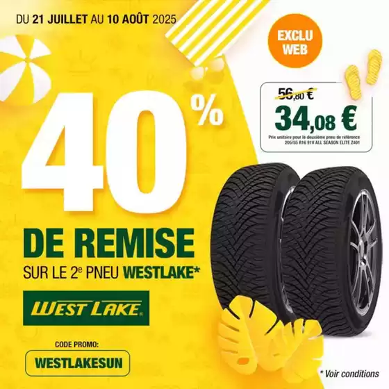 PROMO PNEU WESTLAKE | 40% DE REMISE IMMEDIATE SUR LE 2E PNEU WESTLAKE