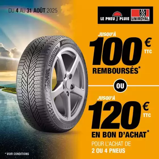 PROMO PNEU UNIROYAL | JUSQU'À 100€ REMBOURSES OU 120€ EN BON D'ACHAT