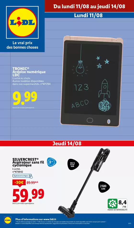 Catalogue Lidl à Gujan-Mestras | Cahiers, stylos, pochettes…Préparez la rentrée de vos enfants à petits prix chez Lidl ! | 2025-08-11T00:00:00.000Z - 2025-08-14T00:00:00.000Z