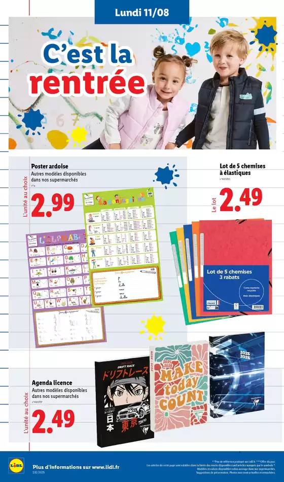 Cahiers, stylos, pochettes…Préparez la rentrée de vos enfants à petits prix chez Lidl !