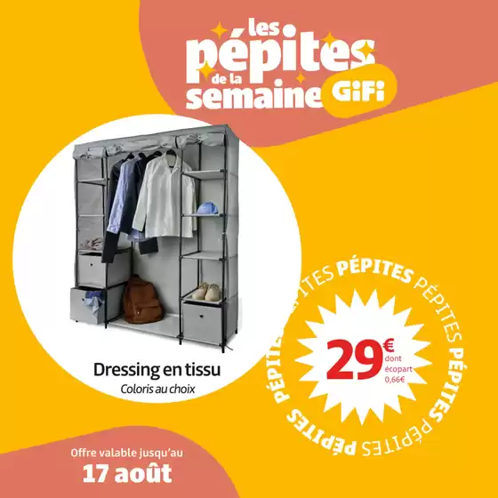 Catalogue Gifi à Châlons-en-Champagne | Du 13 au 17 août uniquement, au prix incroyable de 29€  | 2025-08-12T00:00:00.000Z - 2025-08-17T00:00:00.000Z