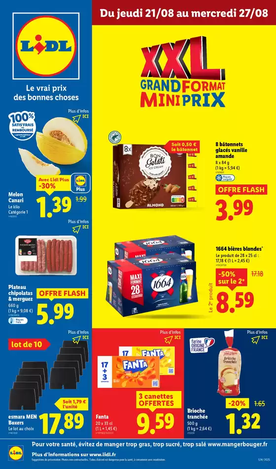 Catalogue Lidl à Wattignies | Plus c'est grand, plus c'est fou ! Les formats XXL sont encore en rayon chez Lidl. | 2025-08-21T00:00:00.000Z - 2025-08-27T00:00:00.000Z