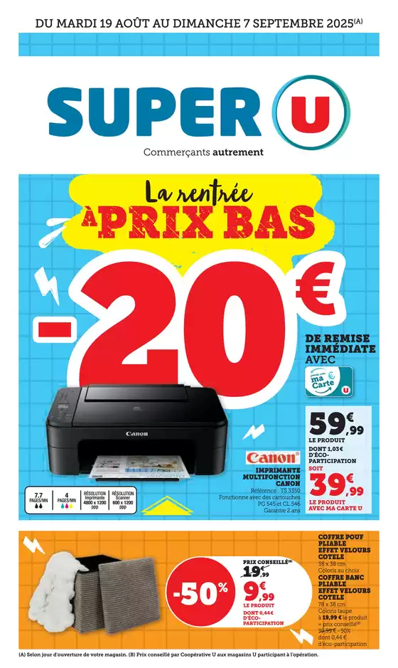 Catalogue Super U à Belleville-sur-Vie | Spécial Rentrée des classes | 2025-08-19T00:00:00.000Z - 2025-09-07T00:00:00.000Z