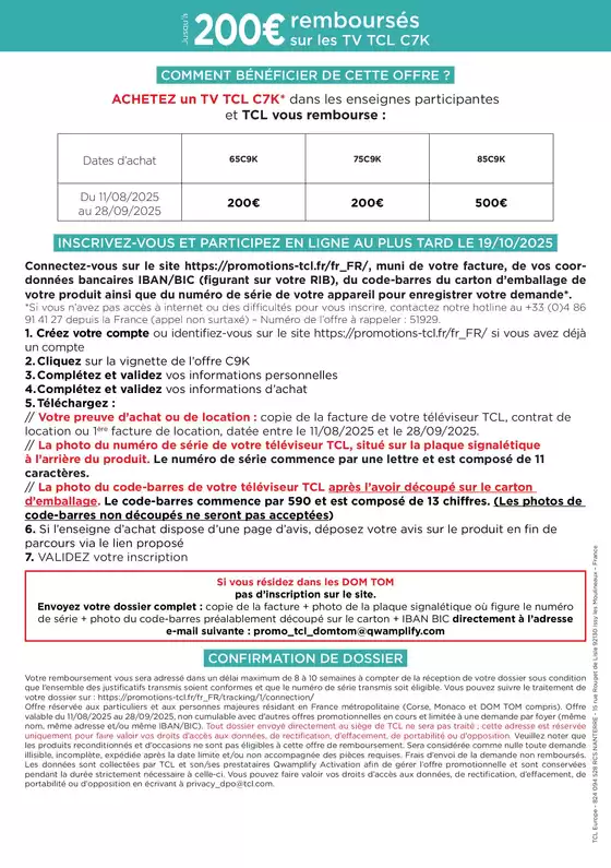 Jusqu'à 500€ remboursés pour l'achat d'un TV TCL C9K