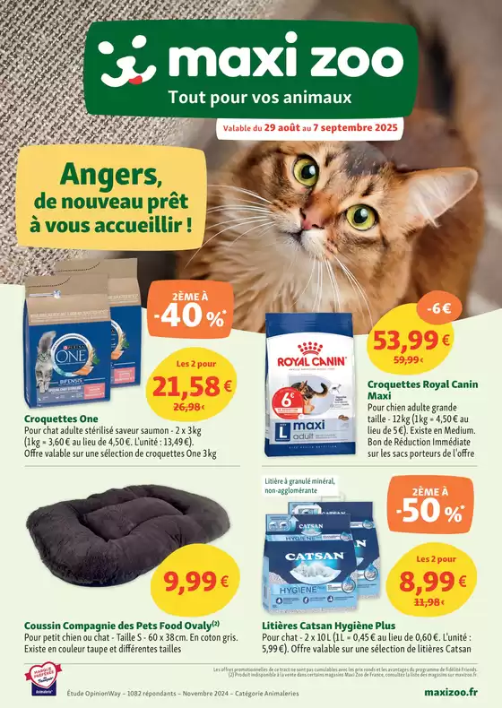 Catalogue Maxi Zoo à Nogaro | Maxi Zoo, Angers, de nouveau prêt à vous accueillir! | 2025-08-29T00:00:00.000Z - 2025-09-07T00:00:00.000Z