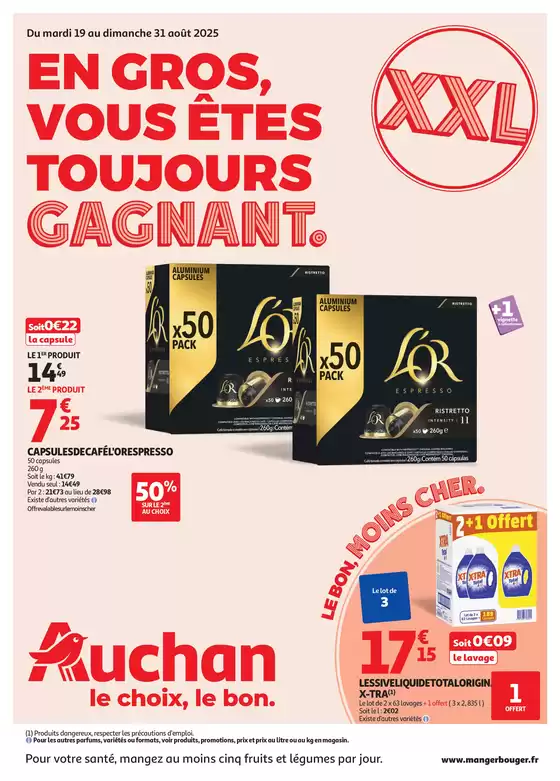 Catalogue Auchan Hypermarché à Aix-en-Provence | XXL : En gros, vous êtes toujours gagnant | 2025-08-19T00:00:00.000Z - 2025-08-31T00:00:00.000Z