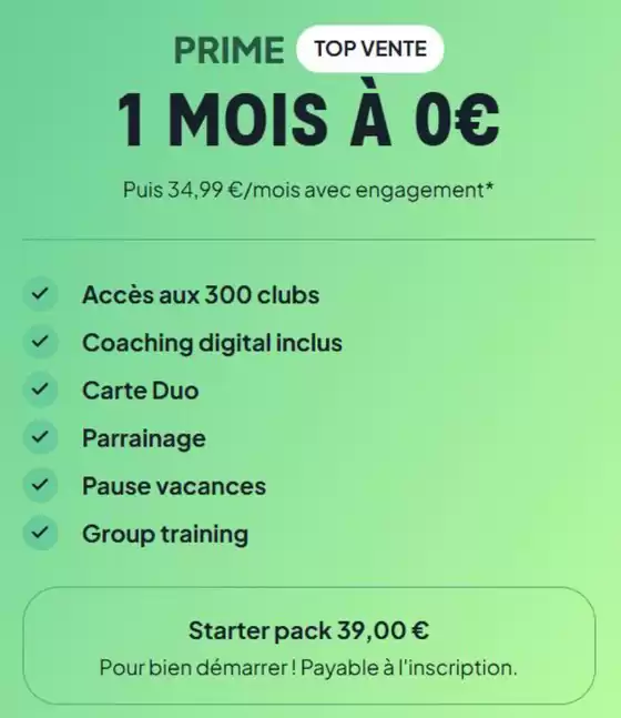 1 MOIS À 0€
