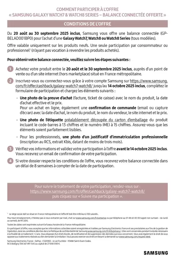 Balance connectée offerte