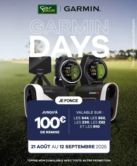 GARMIN DAYS : jusqu'à 100€ de remise immédiate jusqu'au 12/09/25
