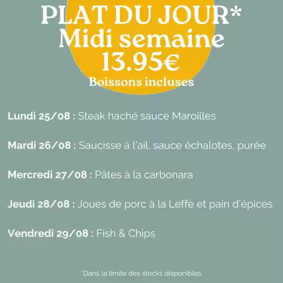 Catalogue Crocodile à Paris | Plat Du Jour | 2025-08-25T00:00:00.000Z - 2025-08-29T00:00:00.000Z