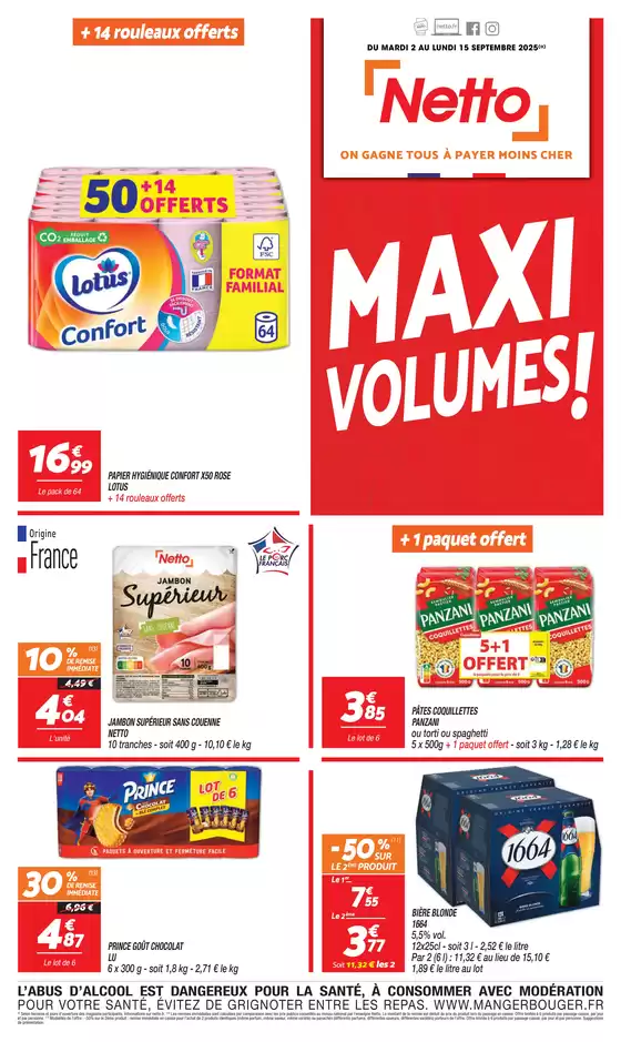 Catalogue Netto à Boé | Maxi Volumes S36/S37 | 2025-09-02T00:00:00.000Z - 2025-09-15T00:00:00.000Z