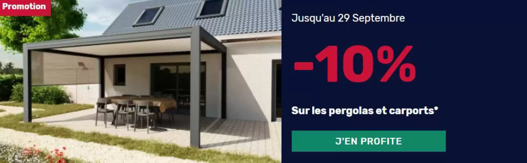 10% de remise sur les pergolas et les carports
