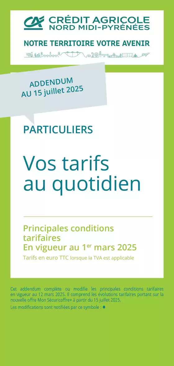 Particuliers Vos tarifs au quotidien