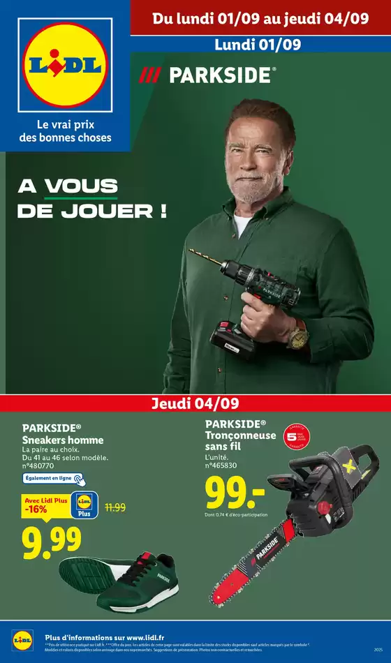 Catalogue Lidl | Offres exclusives : Profitez des outils pratiques et pièces de mode tendance à prix Lidl ! | 2025-09-01T00:00:00.000Z - 2025-09-04T00:00:00.000Z