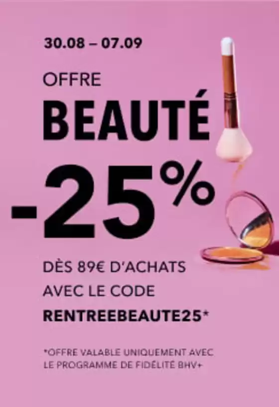 -25% dès 89€ d'achats sur une sélection de produits beauté avec le code RENTREEBEAUTE25
