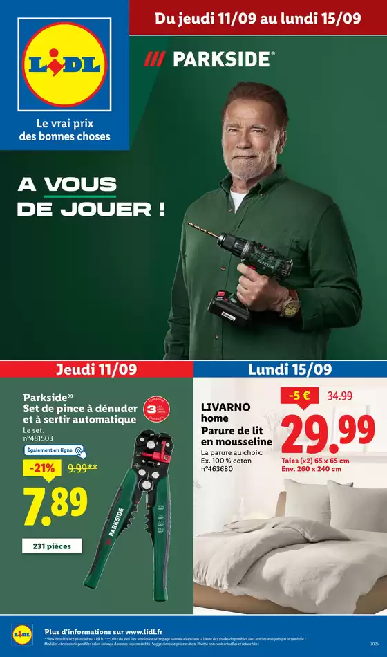 Catalogue Lidl à Aurec-sur-Loire | Profitez de la déco tendance et des outils Parkside pour tous vos projets, à prix Lidl ! | 2025-09-11T00:00:00.000Z - 2025-09-15T00:00:00.000Z