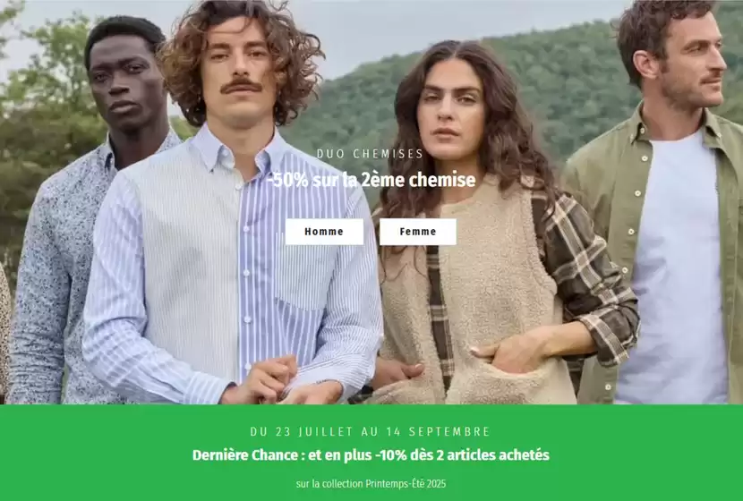 -50% sur la 2ème chemise