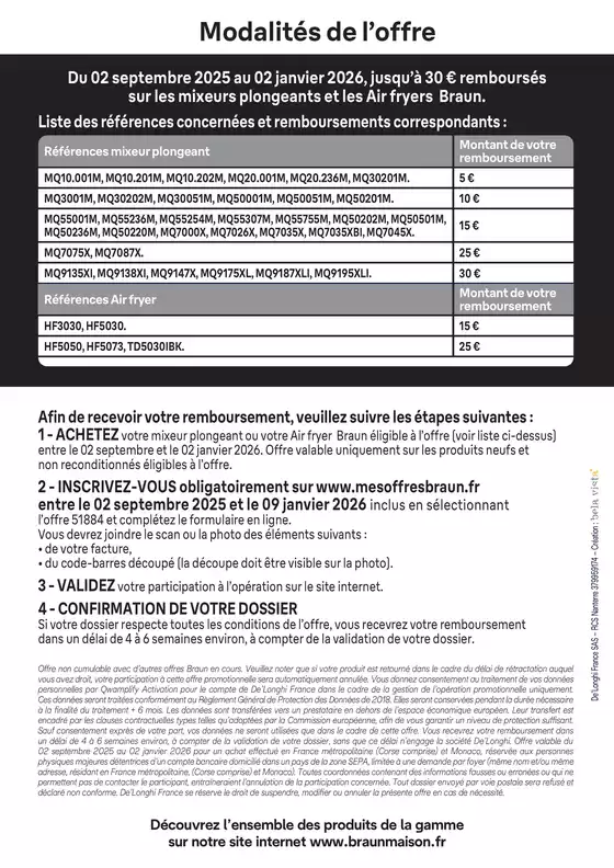 Offre BRAUN: jusqu'à 30€ remboursés!