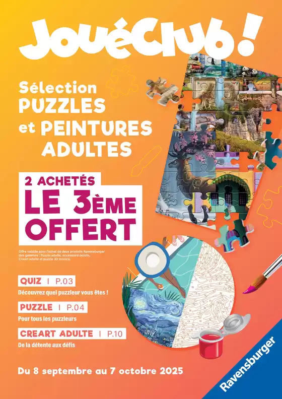 Catalogue JouéClub | Sélection PUZZLES et PEINTURES ADULTES | 2025-09-09T00:00:00.000Z - 2025-10-07T00:00:00.000Z