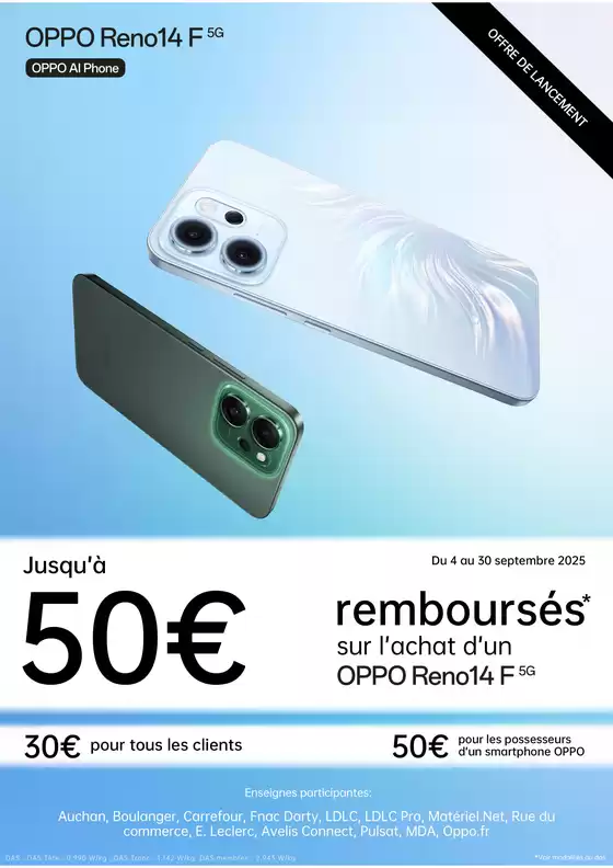 Jusqu'à 50€ remboursés avec OPPO