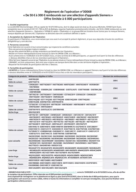 Siemens vous rembourse jusqu'à 300€