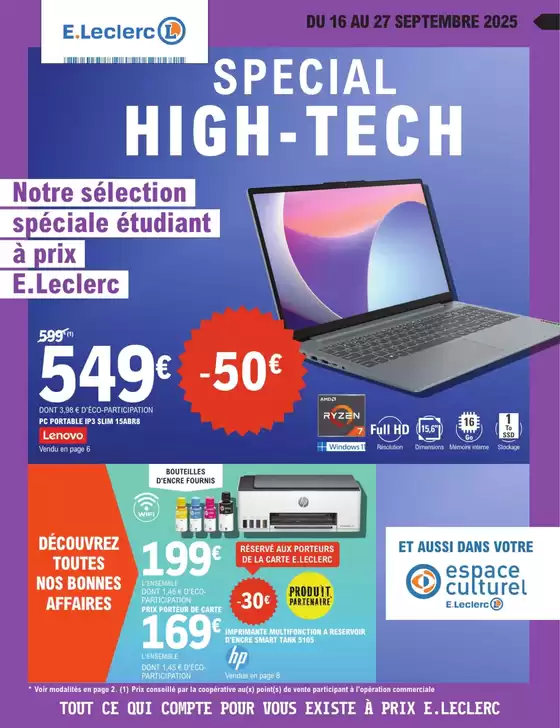 Catalogue E.Leclerc à Nancy | HIGH-TECH RENTREE DES ETUDIANTS | 2025-09-16T00:00:00.000Z - 2025-09-27T00:00:00.000Z