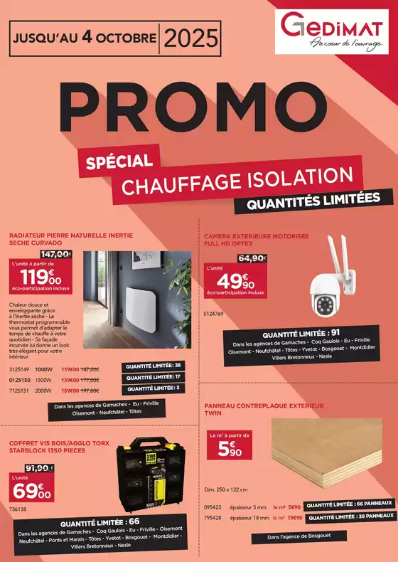 Catalogue Gedimat | Promotion chauffage isolation | 2025-09-17T00:00:00.000Z - 2025-10-04T00:00:00.000Z