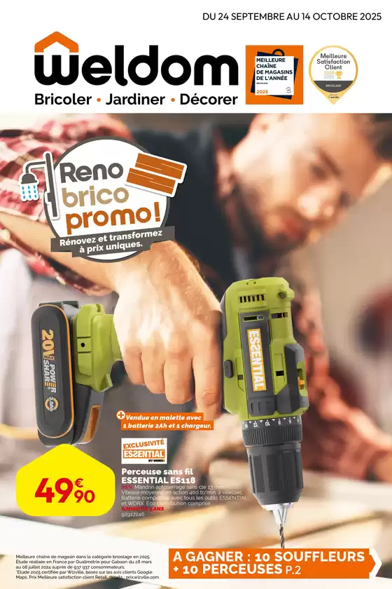Catalogue Weldom à Lorient | Reno brico promo ! | 2025-09-24T00:00:00.000Z - 2025-10-14T00:00:00.000Z