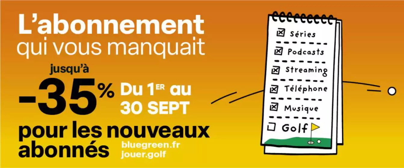 Rendez-vous à l’accueil de votre golf pour prendre votre abonnement !