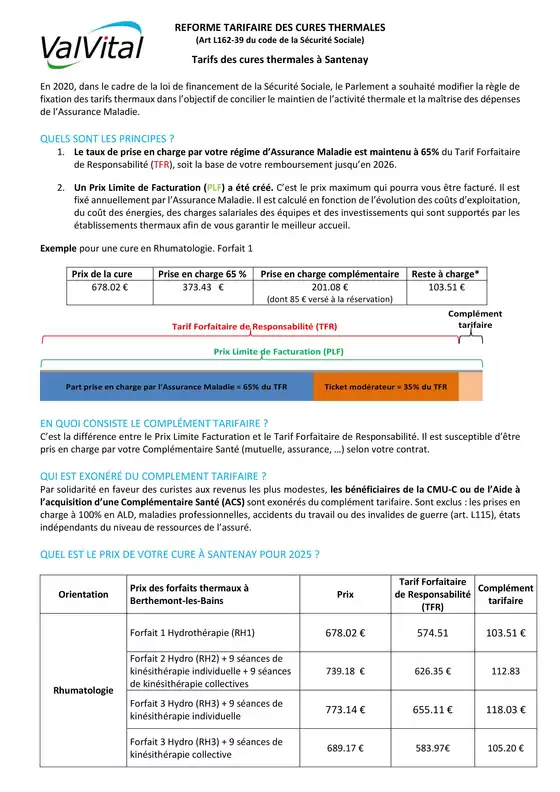 ValVital Réforme tarifaire Santenay