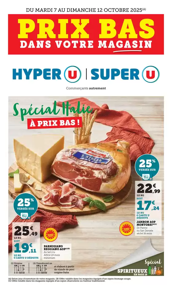 Catalogue Super U à Cérilly (Allier) | Opération Italie / Spiritueux | 2025-10-07T00:00:00.000Z - 2025-10-12T00:00:00.000Z