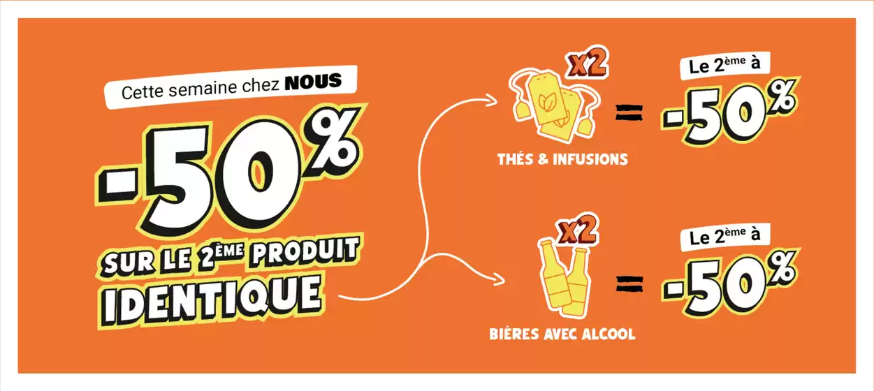 -50% sur le 2ème produit identique