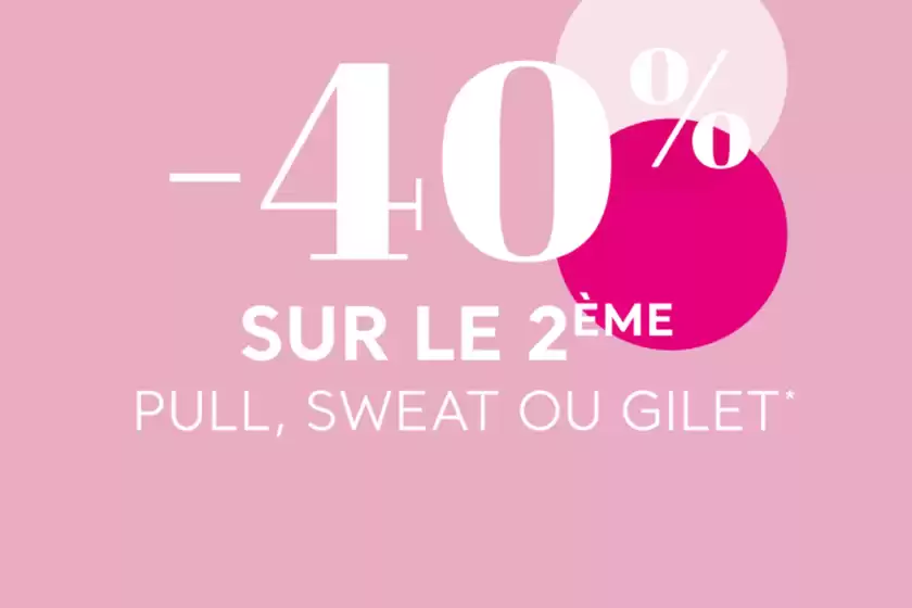 -40% sur le 2ème pull, sweat ou gilet femme