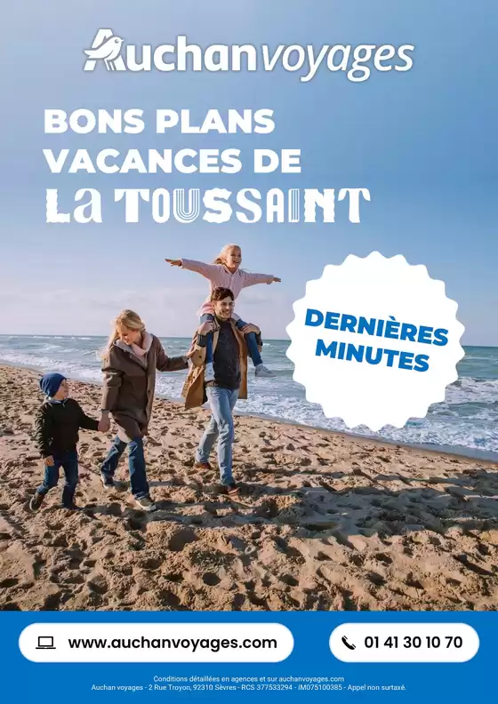 Catalogue Auchan Hypermarché à Balaruc-les-Bains | Auchan voyages : bons plans vacances de la Toussaint ! | 2025-10-09T00:00:00.000Z - 2025-10-30T00:00:00.000Z