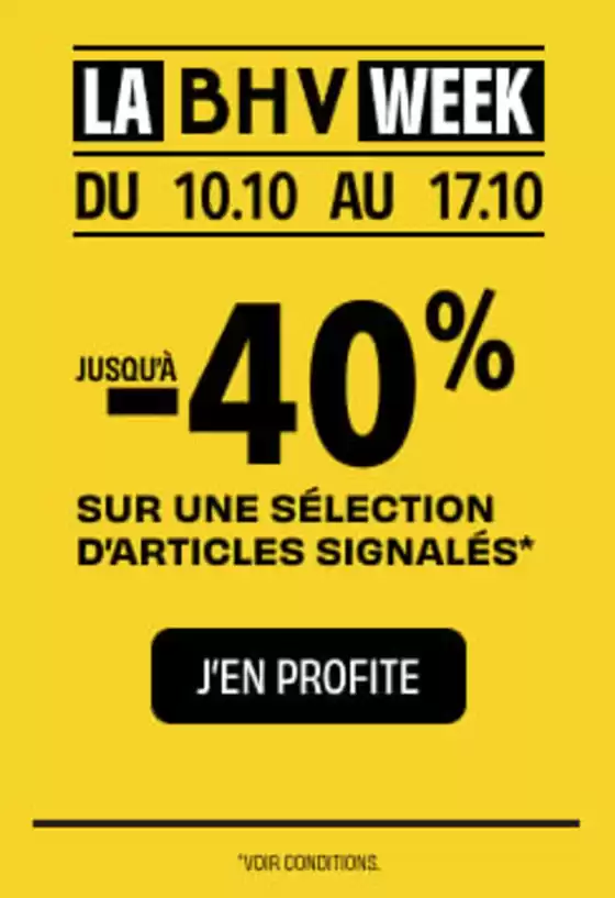 Catalogue BHV à Fécamp | Du 10 au 17 octobre, jusqu'à -40% sur une sélection d'articles signalés | 2025-10-10T00:00:00.000Z - 2025-10-17T00:00:00.000Z