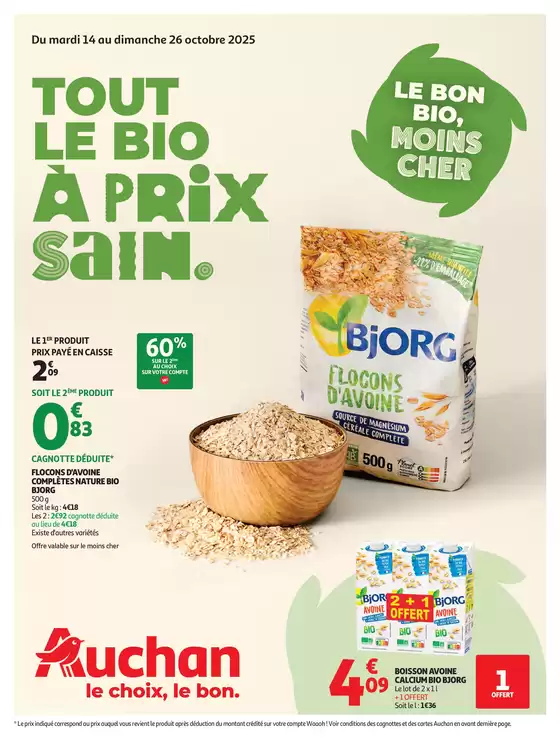 Catalogue Auchan Hypermarché à Cergy-Pontoise | Tout le bio à prix sain | 2025-10-14T00:00:00.000Z - 2025-10-25T00:00:00.000Z