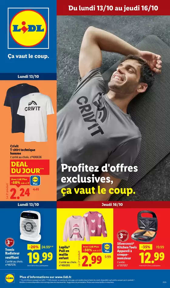 Catalogue Lidl à Bretenoux | Profitez d'offres exclusives, ça vaut le coup | 2025-10-13T00:00:00.000Z - 2025-10-16T00:00:00.000Z