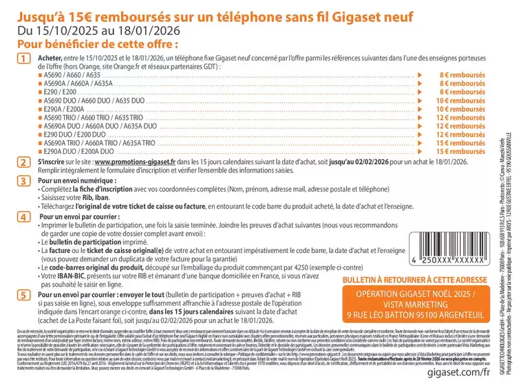Jusqu'à 15€ remboursés